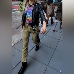 70’s cropped flare pinstripe trousers / pants wool